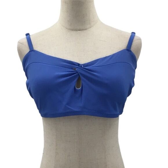 SHADE & SHORE XL 16-18 Blue Twist-Front Keyhole Strappy Swim Bikini Top NWT b144 - Picture 1 of 9